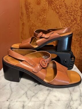 Rockport Leather Slingback Block Heel Sandals
